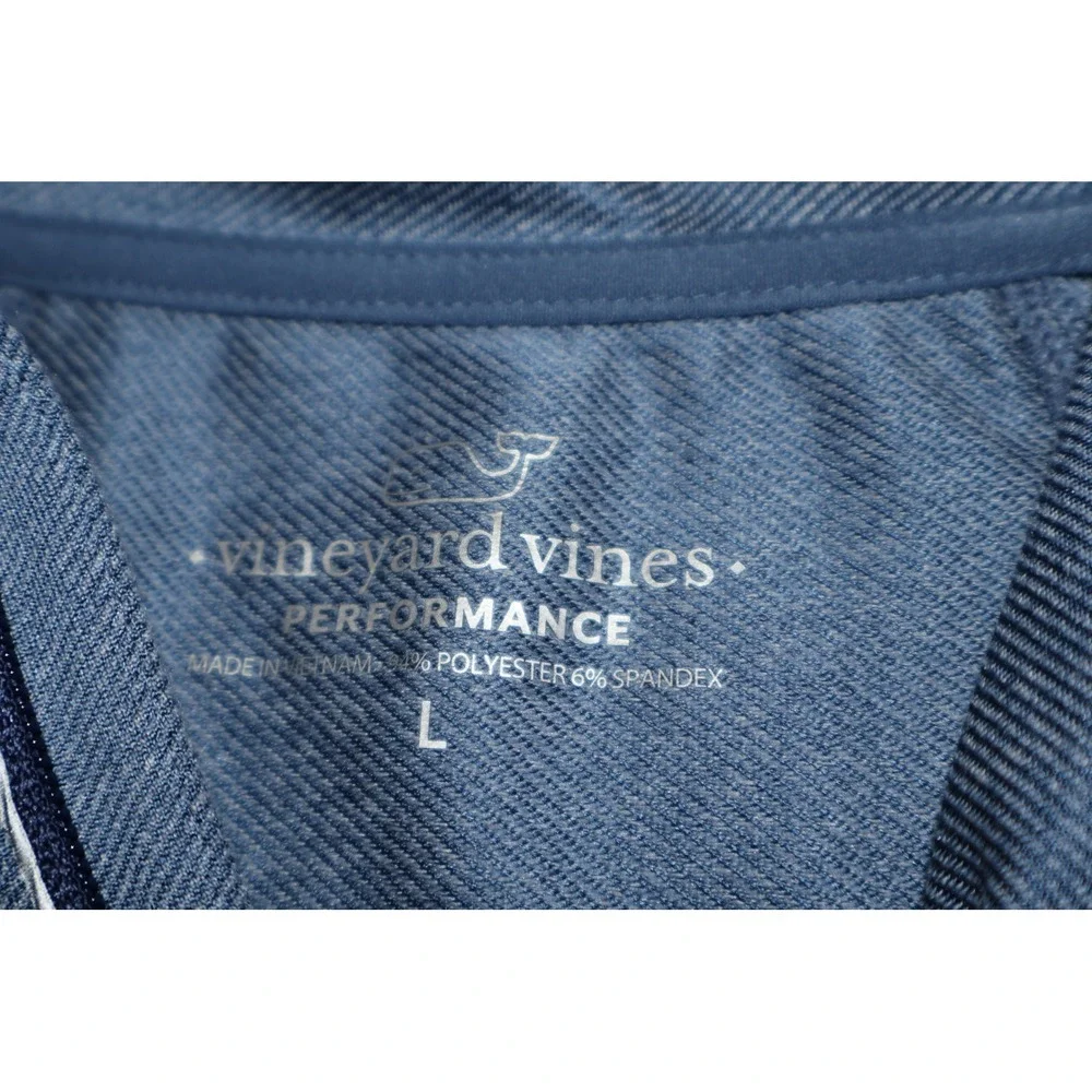 Vineyard Vines Performance 1/4 Zip Pullover Shirt Mens Large Blue Stretch Golf